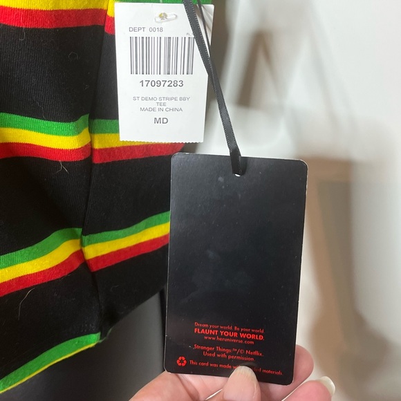 Her Universe Stranger Things Demogorgon Stripe Baby Girls T-Shirt Hot Topic Sz M - Picture 8 of 8